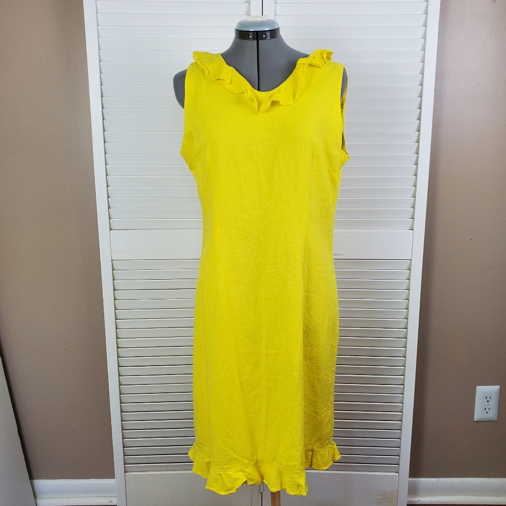 Mary McFadden Collection sleeveless yellow dress 12 - Picture 2 of 8